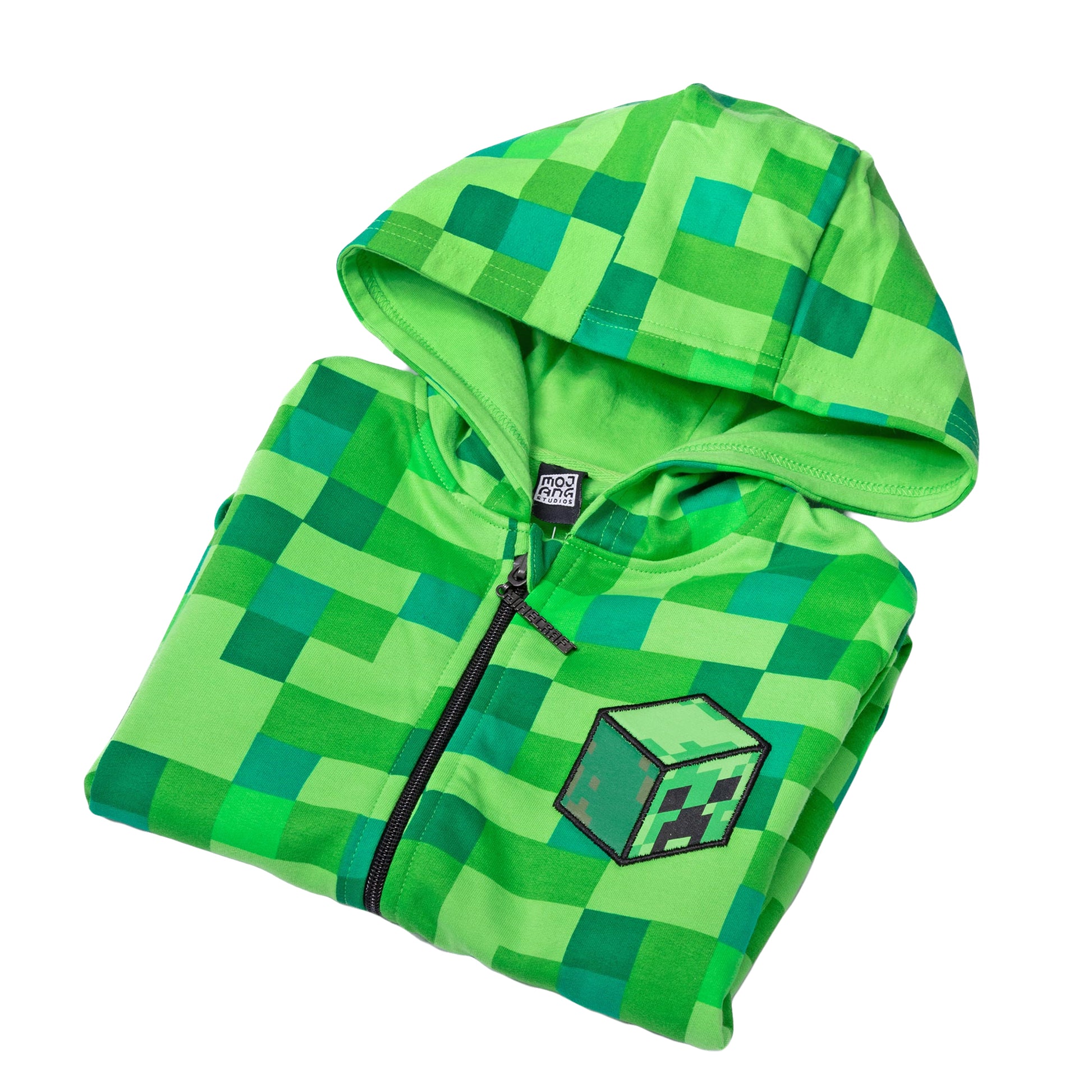 Green - Side - Minecraft Boys Creeper Full Zip Hoodie