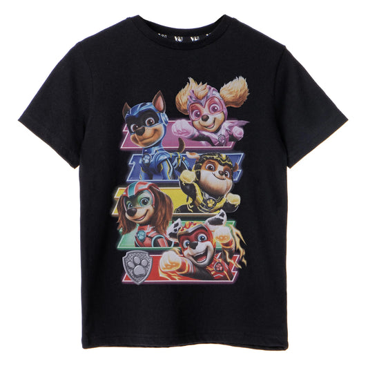 Black - Front - Paw Patrol: The Mighty Movie Childrens-Kids Logo T-Shirt