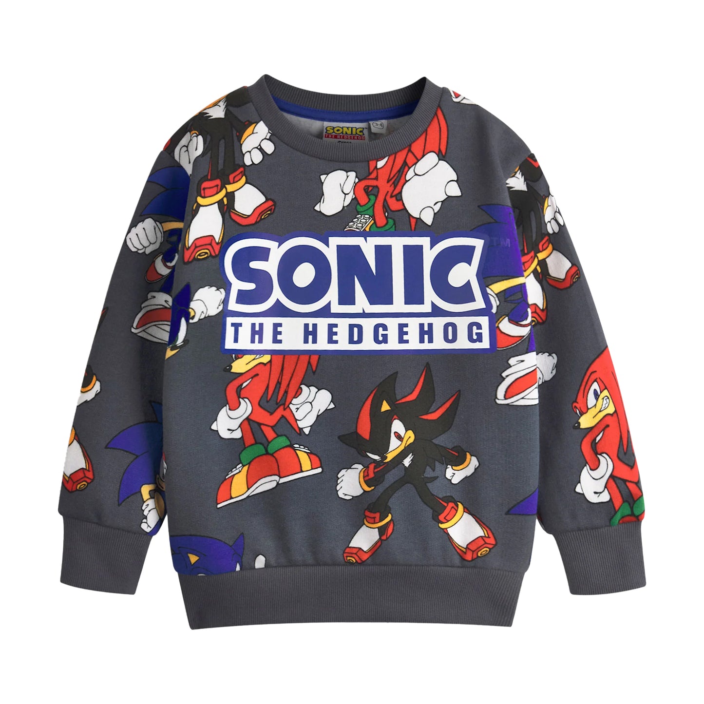 Grey - Back - Sonic The Hedgehog Boys Characters Long-Sleeved Sweatshirt and Shorts Set