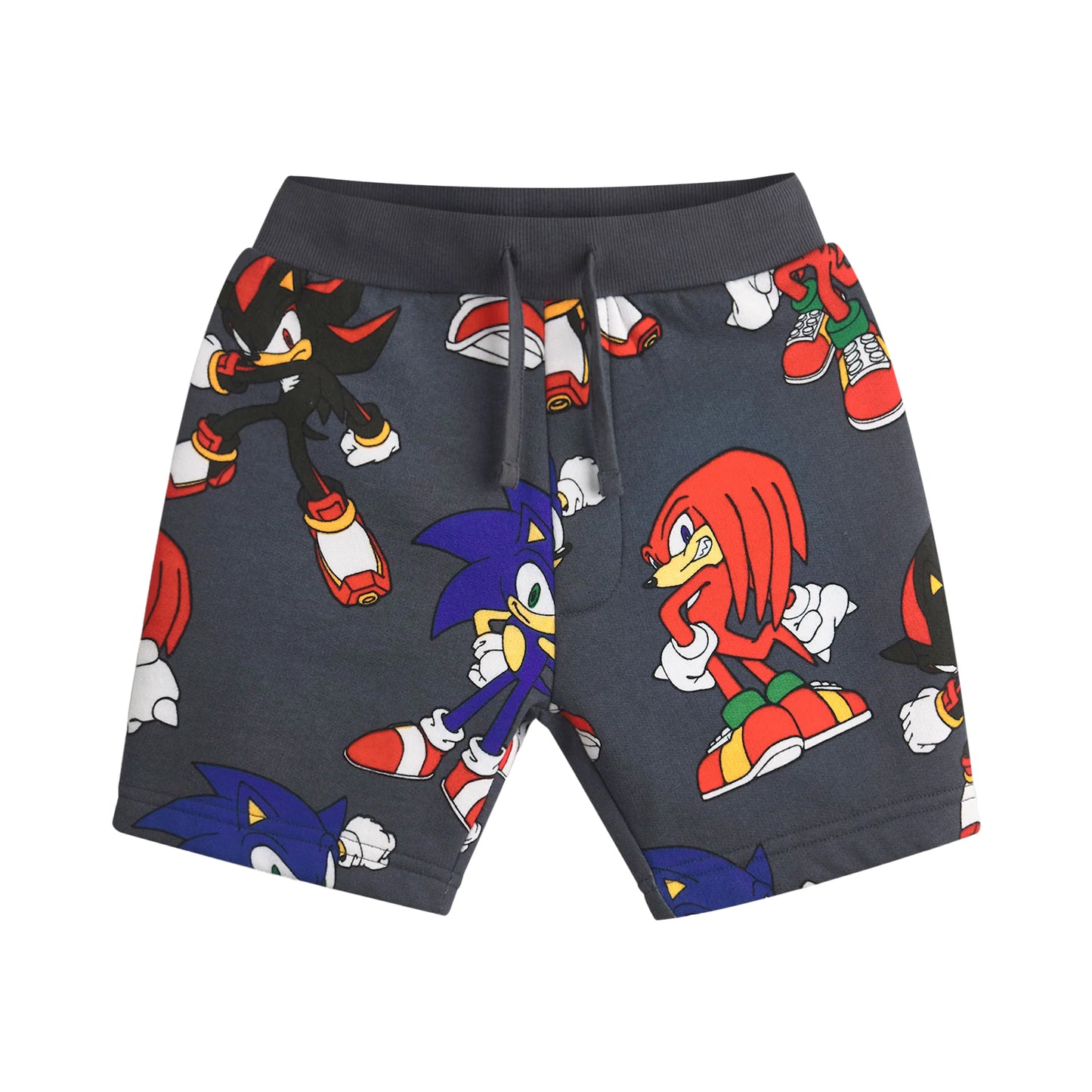Grey - Side - Sonic The Hedgehog Boys Characters Long-Sleeved Sweatshirt and Shorts Set