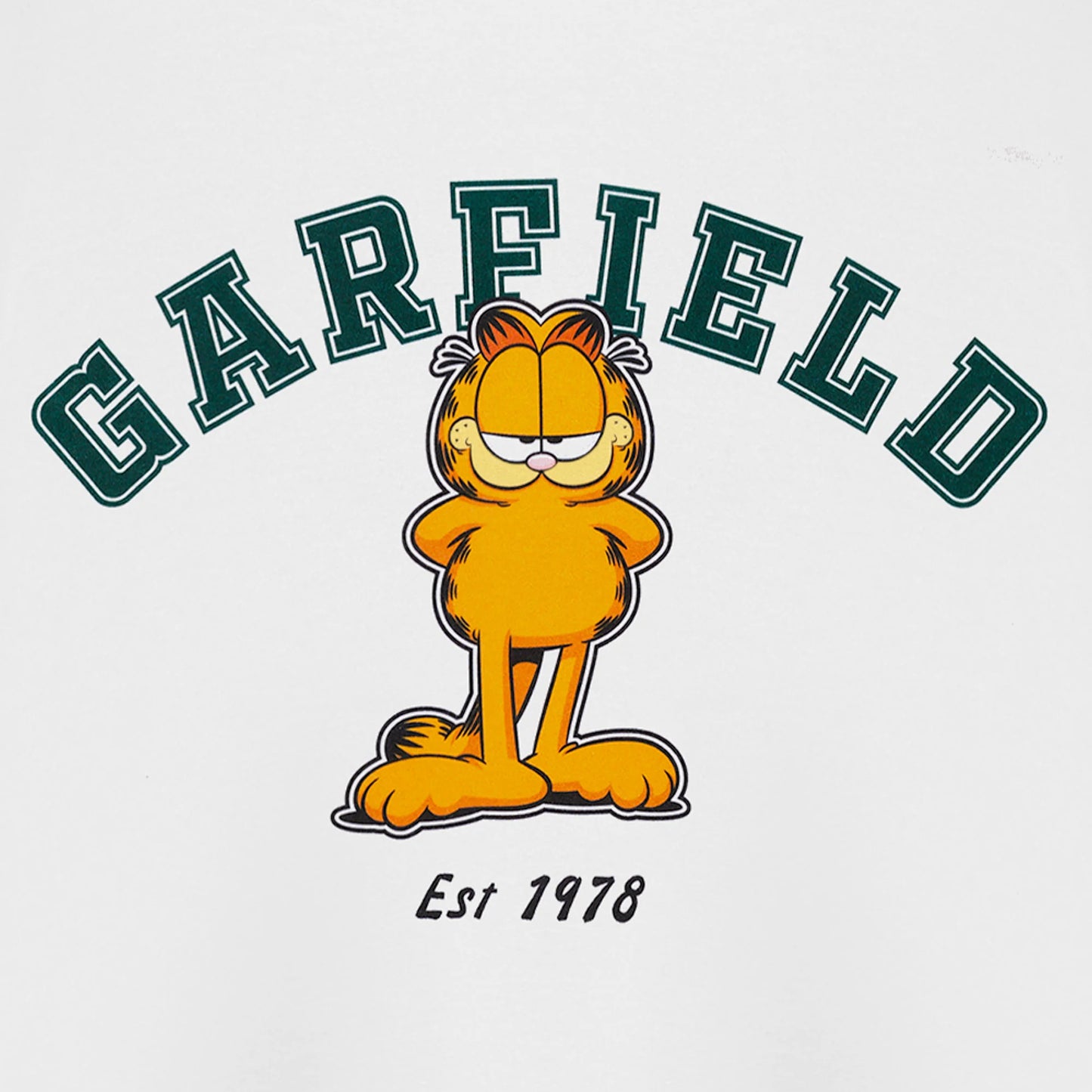 White - Side - Garfield Unisex Adult Collegiate Short-Sleeved T-Shirt