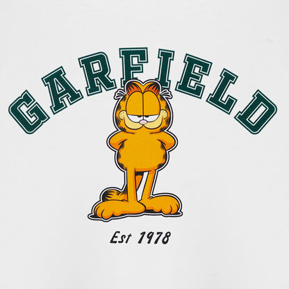 White - Side - Garfield Unisex Adult Collegiate Short-Sleeved T-Shirt