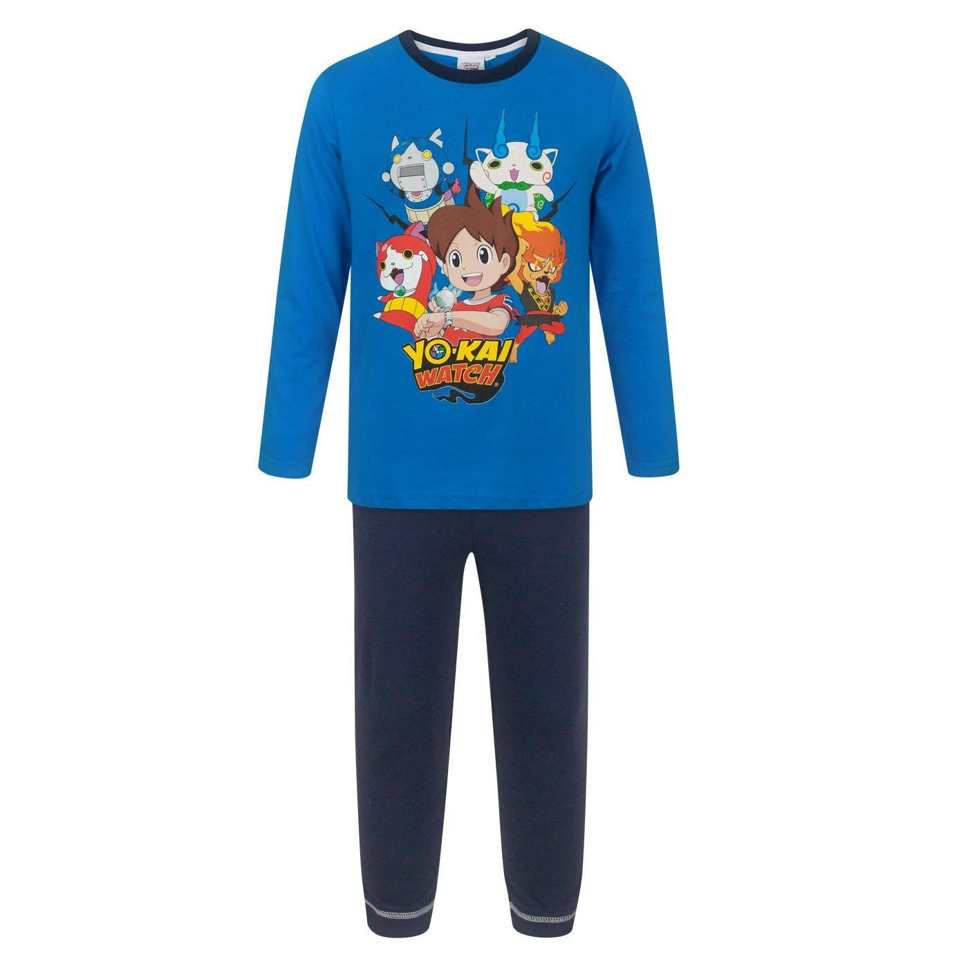 Blue - Front - Yo-Kai Watch Childrens-Kids Long Pyjama Set
