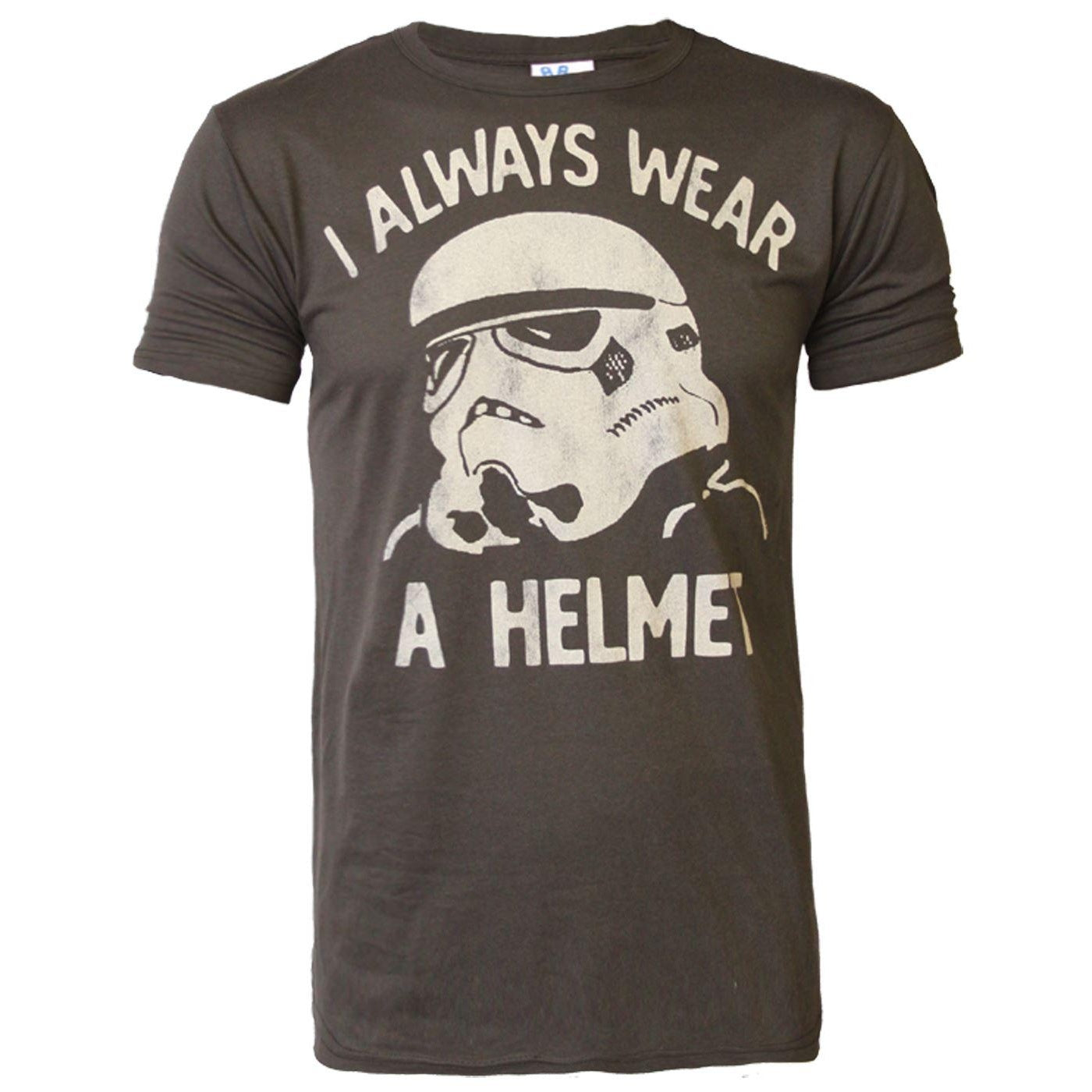 Charcoal - Front - Junk Food Mens I Always Wear A Helmet Star Wars T-Shirt