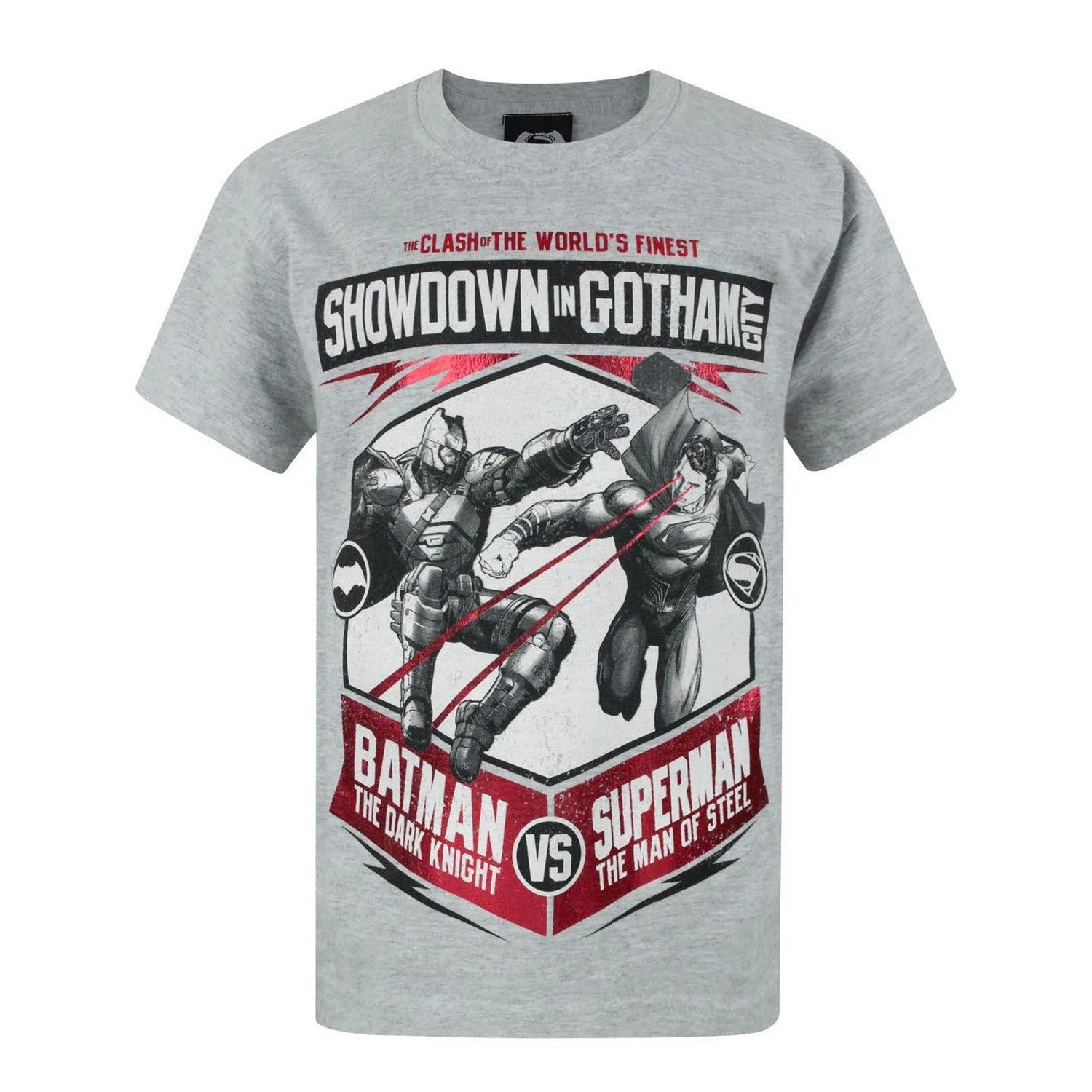 Grey - Front - Batman V Superman Boys Showdown T-Shirt