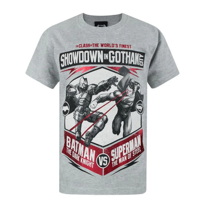 Grey - Front - Batman V Superman Boys Showdown T-Shirt