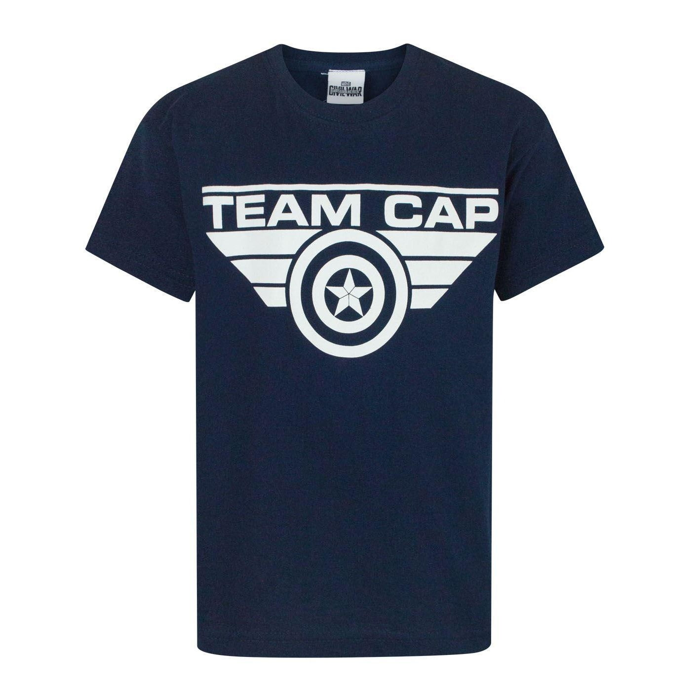 Blue - Front - Captain America Civil War Boys Team Cap T-Shirt
