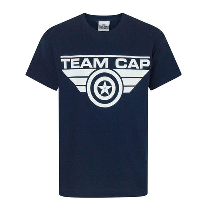Blue - Front - Captain America Civil War Boys Team Cap T-Shirt