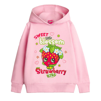 Multicoloured - Front - Shopkins Childrens-Kids Strawberry Kiss Hoodie