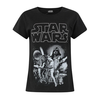 Black - Front - Star Wars Girls Classic Characters T-Shirt
