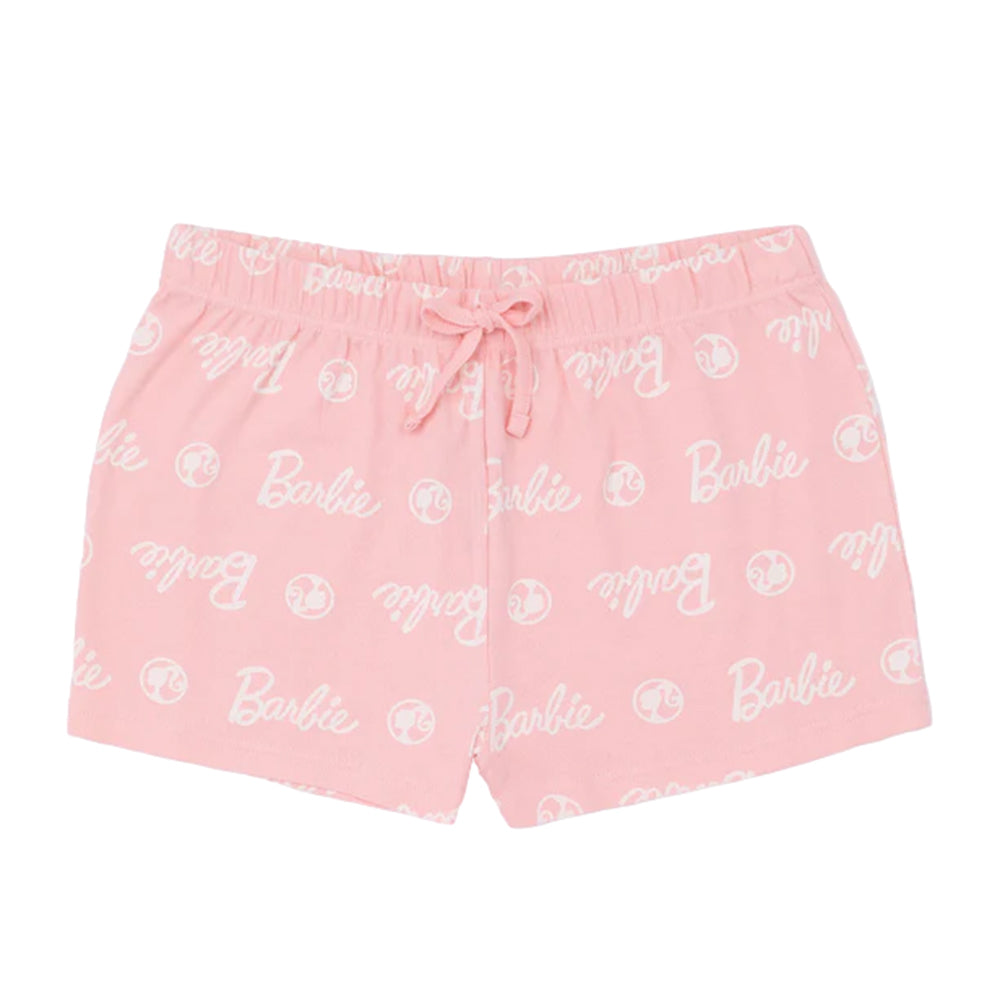 Pink-White - Side - Barbie Womens-Ladies Short Pyjama Set