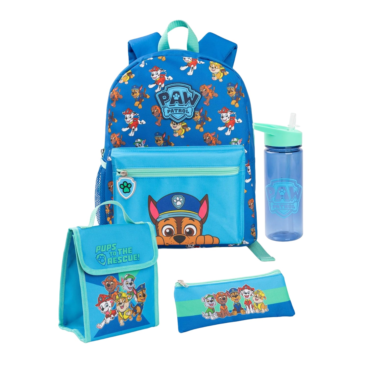 Blue - Front - Paw Patrol Characters Backpack Set