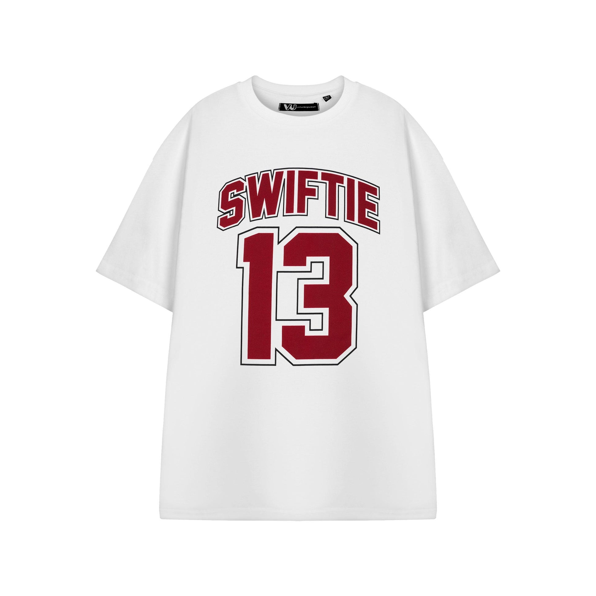 White - Front - Show Me The Merch Womens-Ladies Swiftie 13 Taylor Swift Short-Sleeved T-Shirt