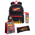 Black-Red - Front - Hot Wheels Checkerboard Flame Backpack Set