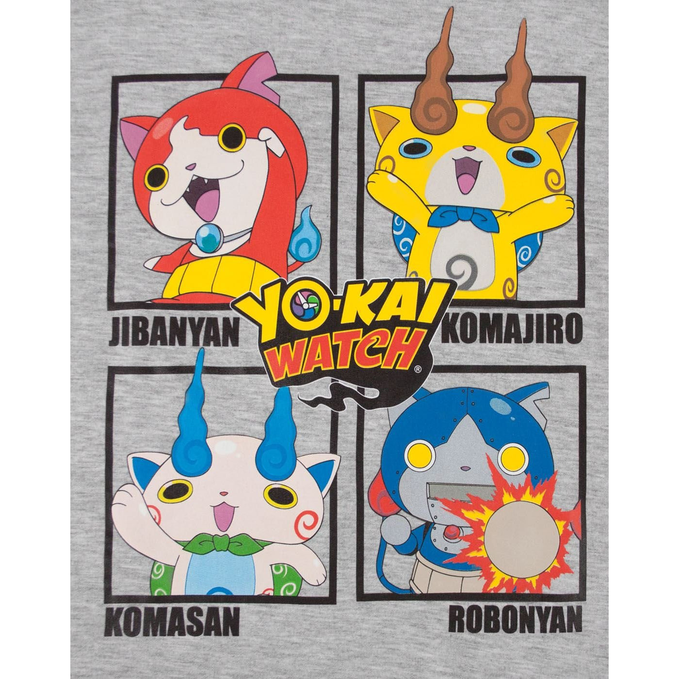Grey - Side - Yo-Kai Watch Childrens-Kids Character Panel Long Pyjama Set