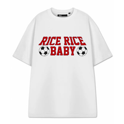 White - Front - Show Me The Merch Unisex Adult Rice Rice Baby Short-Sleeved T-Shirt