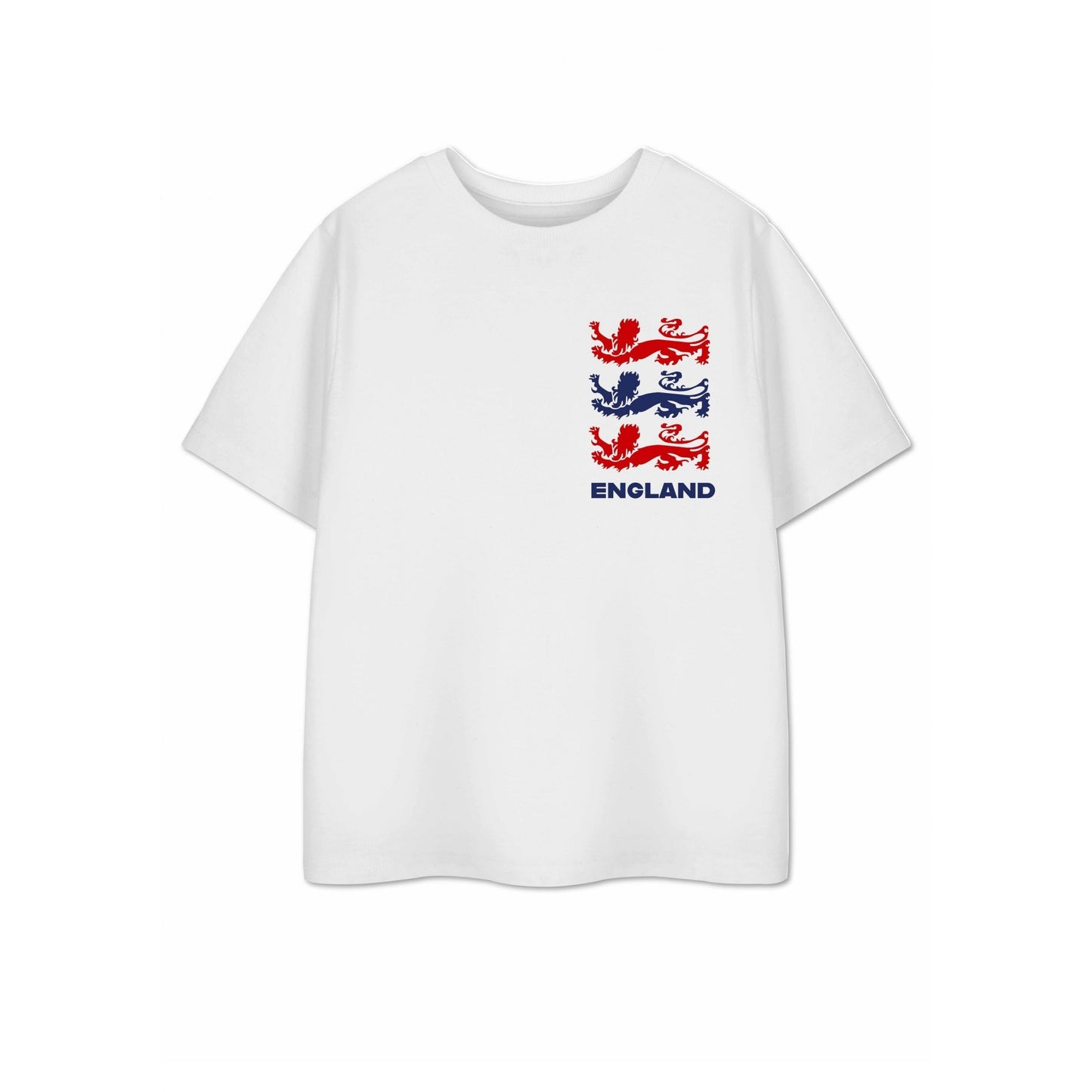White - Front - Show Me The Merch Childrens-Kids Three Lions Short-Sleeved T-Shirt