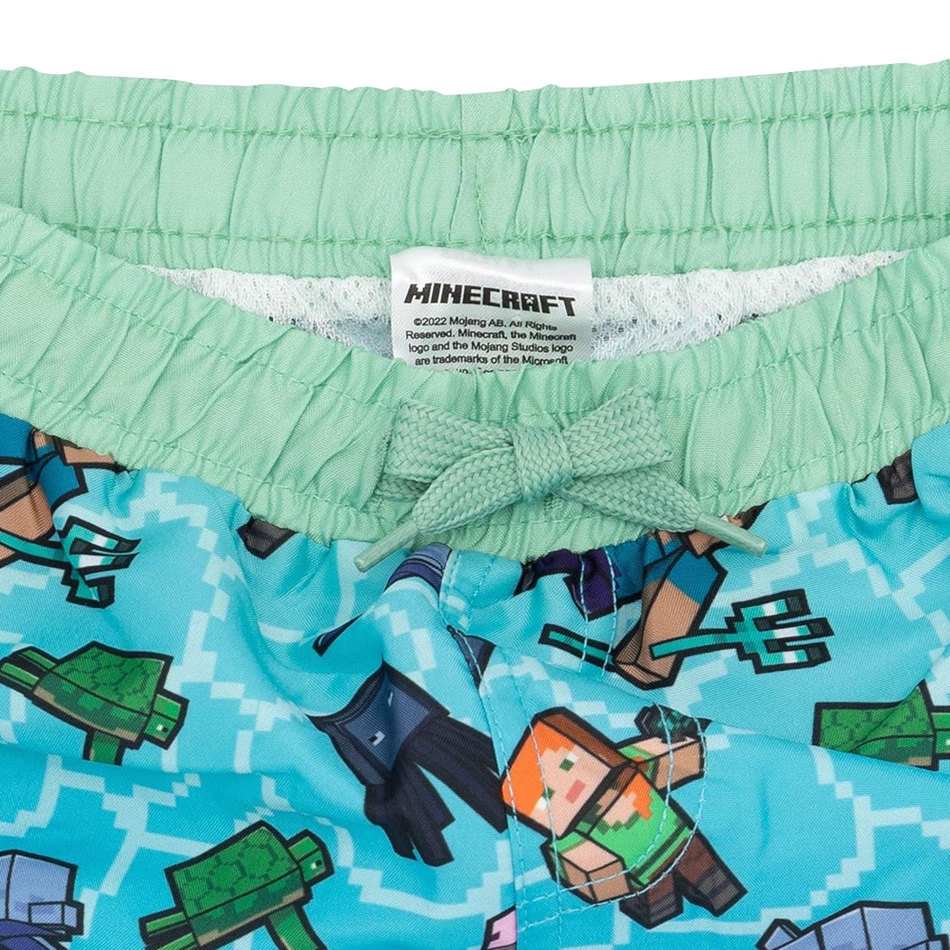 Blue - Side - Minecraft Boys Creeper Swim Shorts
