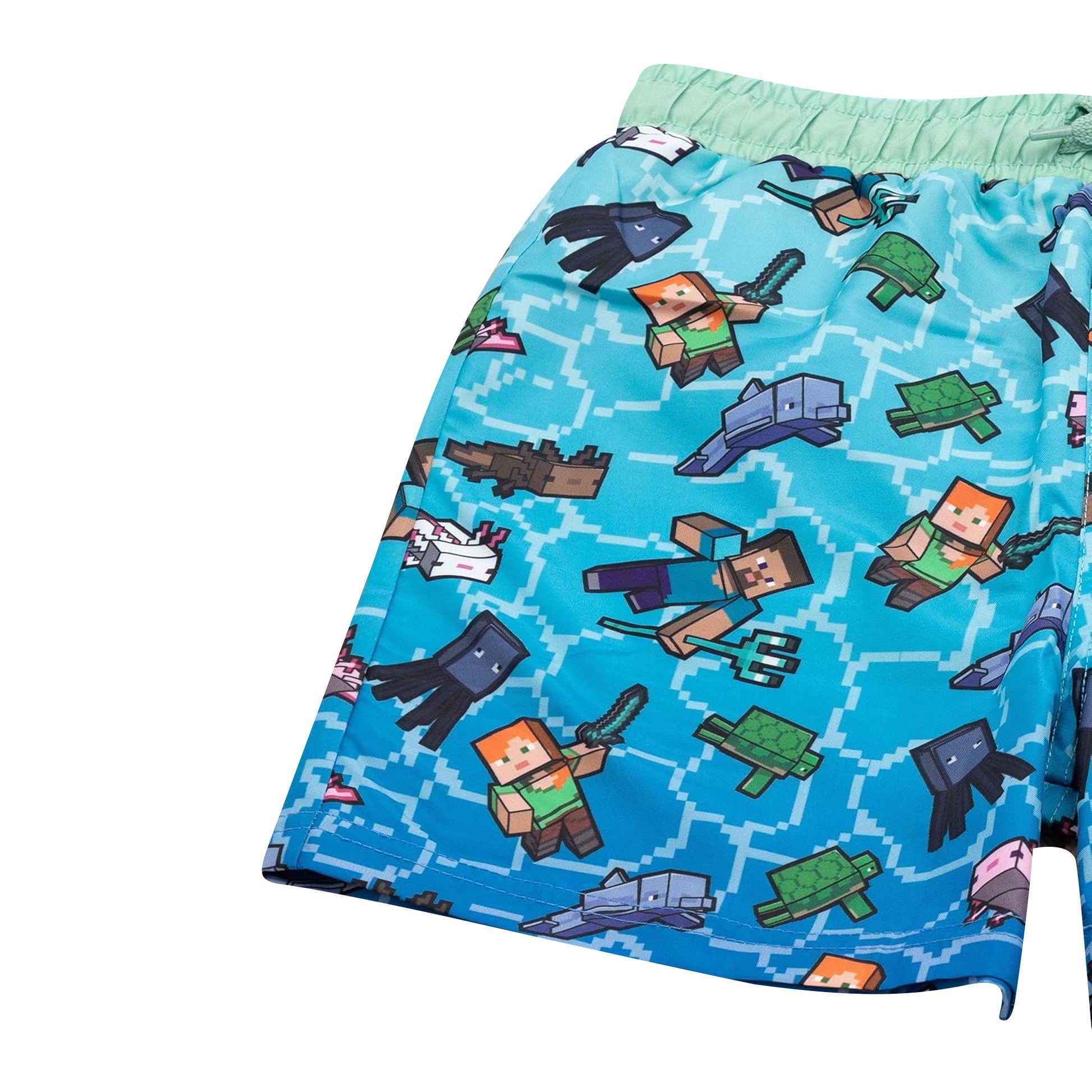 Blue - Lifestyle - Minecraft Boys Creeper Swim Shorts