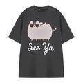 Charcoal - Front - Pusheen Unisex Adult See Ya Short-Sleeved T-Shirt