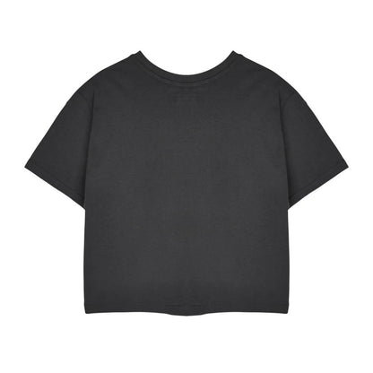 Charcoal - Back - The Little Mermaid Womens-Ladies Ariel Bubbles Short-Sleeved Crop Top