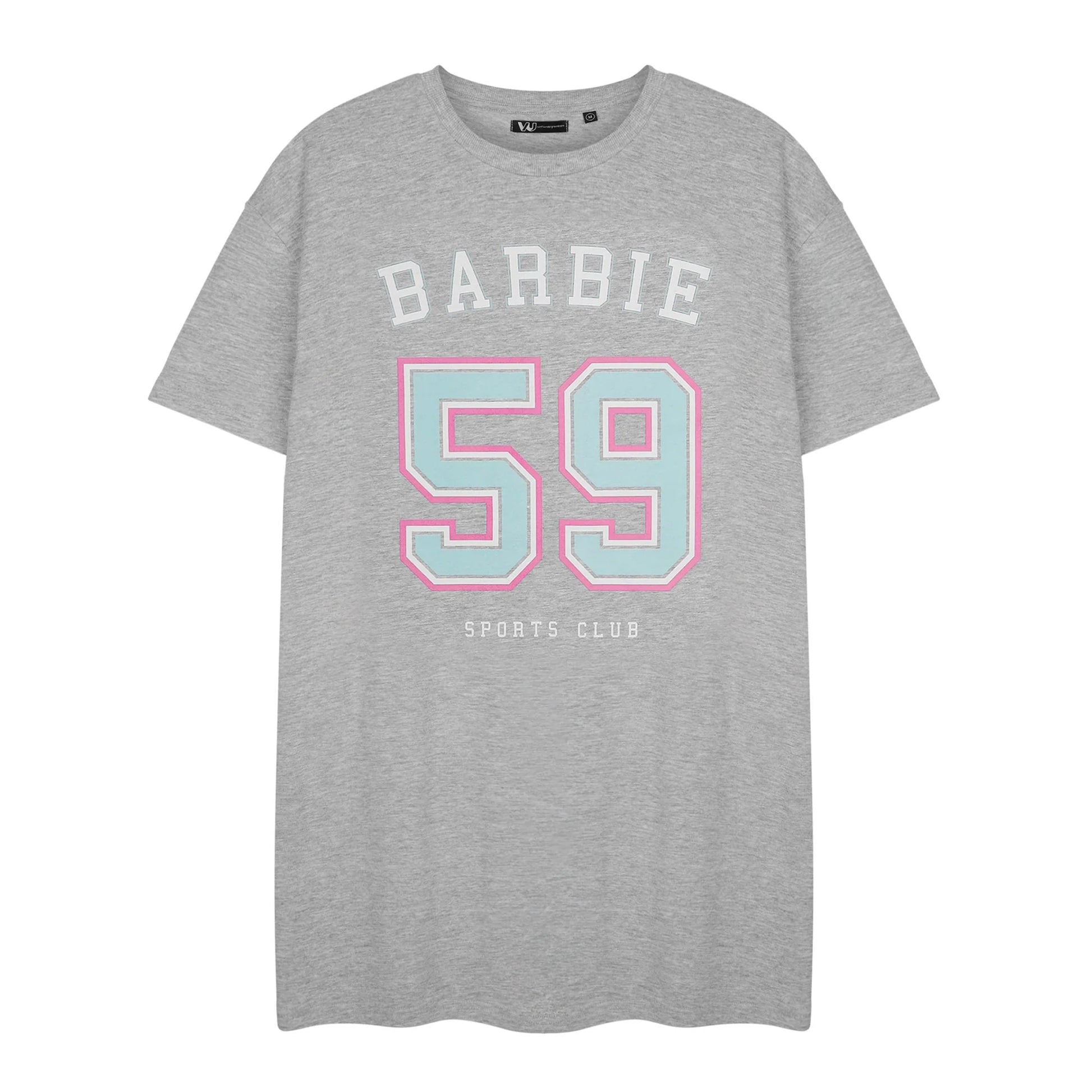 Grey Marl - Front - Barbie Womens-Ladies 59 Sports Club Short-Sleeved Nightdress