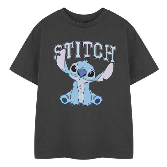 Charcoal - Front - Lilo & Stitch Girls College T-Shirt