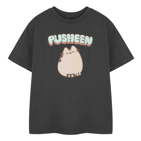 Charcoal - Front - Pusheen Girls Blush Short-Sleeved T-Shirt