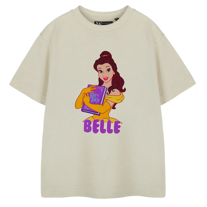 Oatmeal - Front - Beauty And The Beast Girls Belle Short-Sleeved T-Shirt