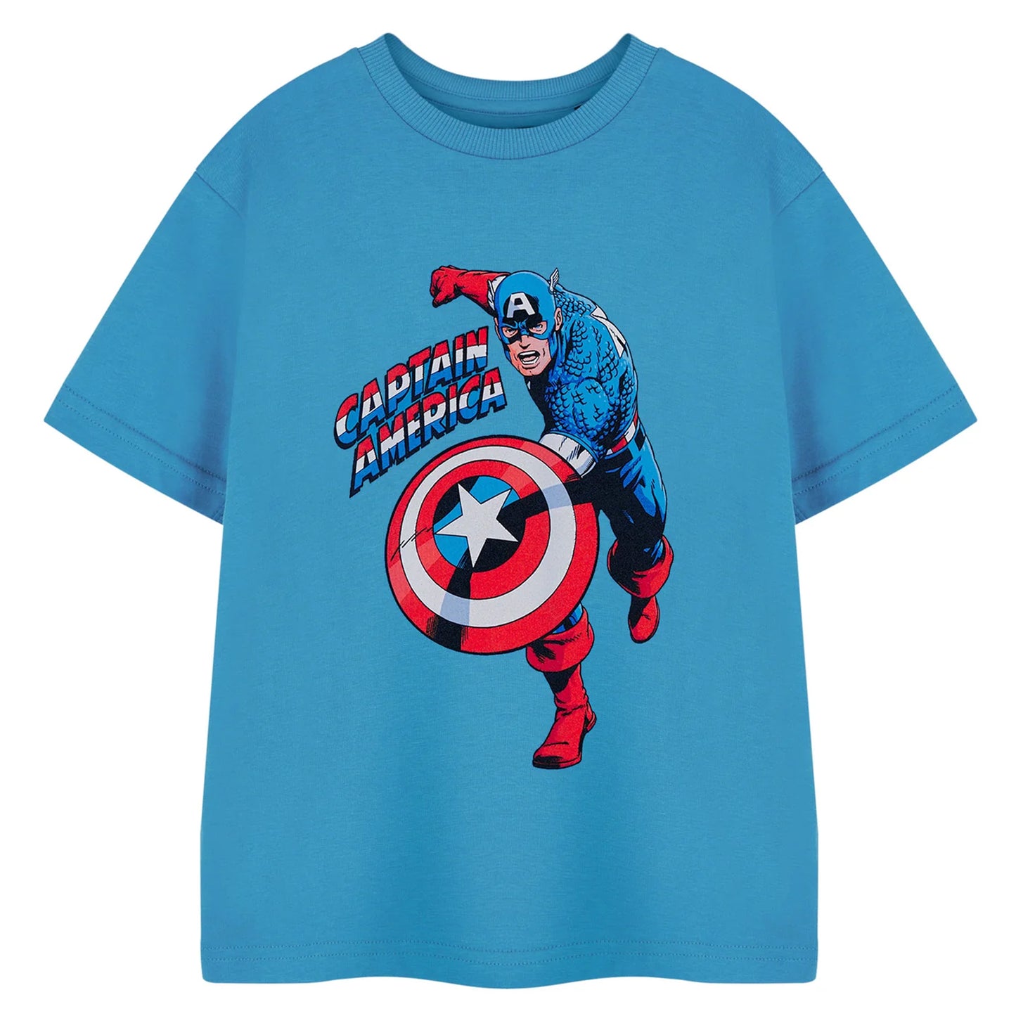 Blue - Front - Captain America Childrens-Kids Short-Sleeved T-Shirt
