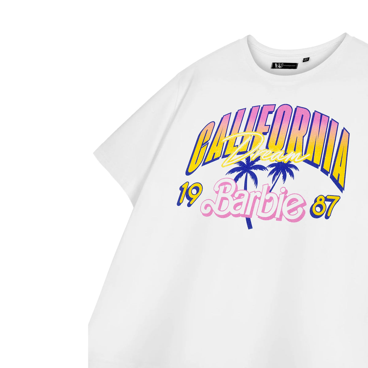 White - Side - Barbie Womens-Ladies California Dream Short-Sleeved Crop T-Shirt