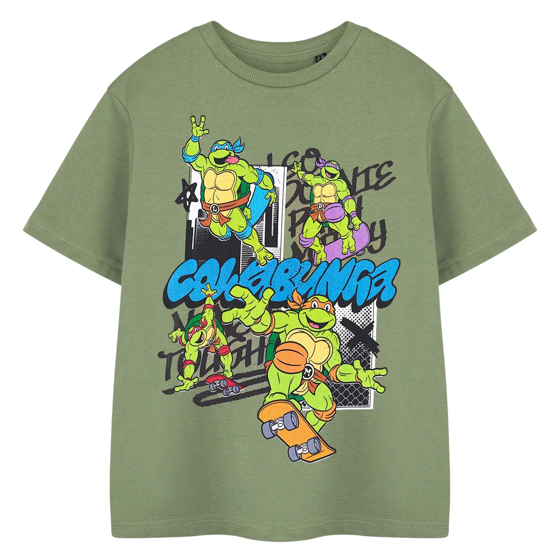 Khaki Green - Front - Teenage Mutant Ninja Turtles Boys Cowabunga T-Shirt