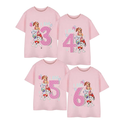 Pink - Front - Paw Patrol Girls Short-Sleeved Birthday T-Shirt