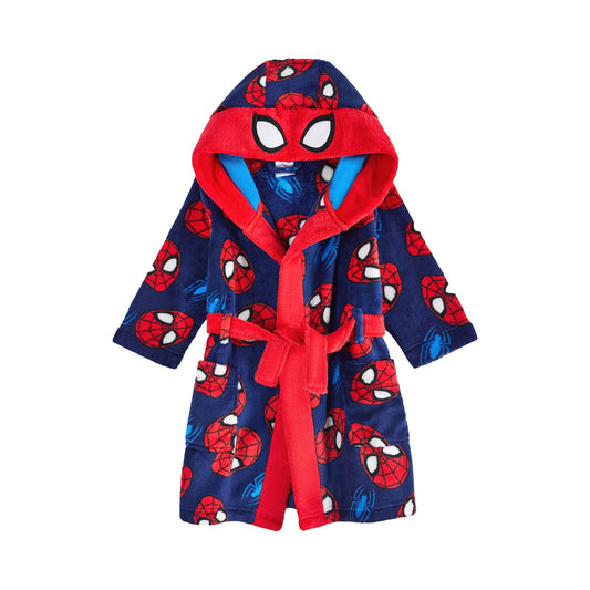 Red-Blue - Front - Spider-Man Boys All-Over Print Hooded Robe