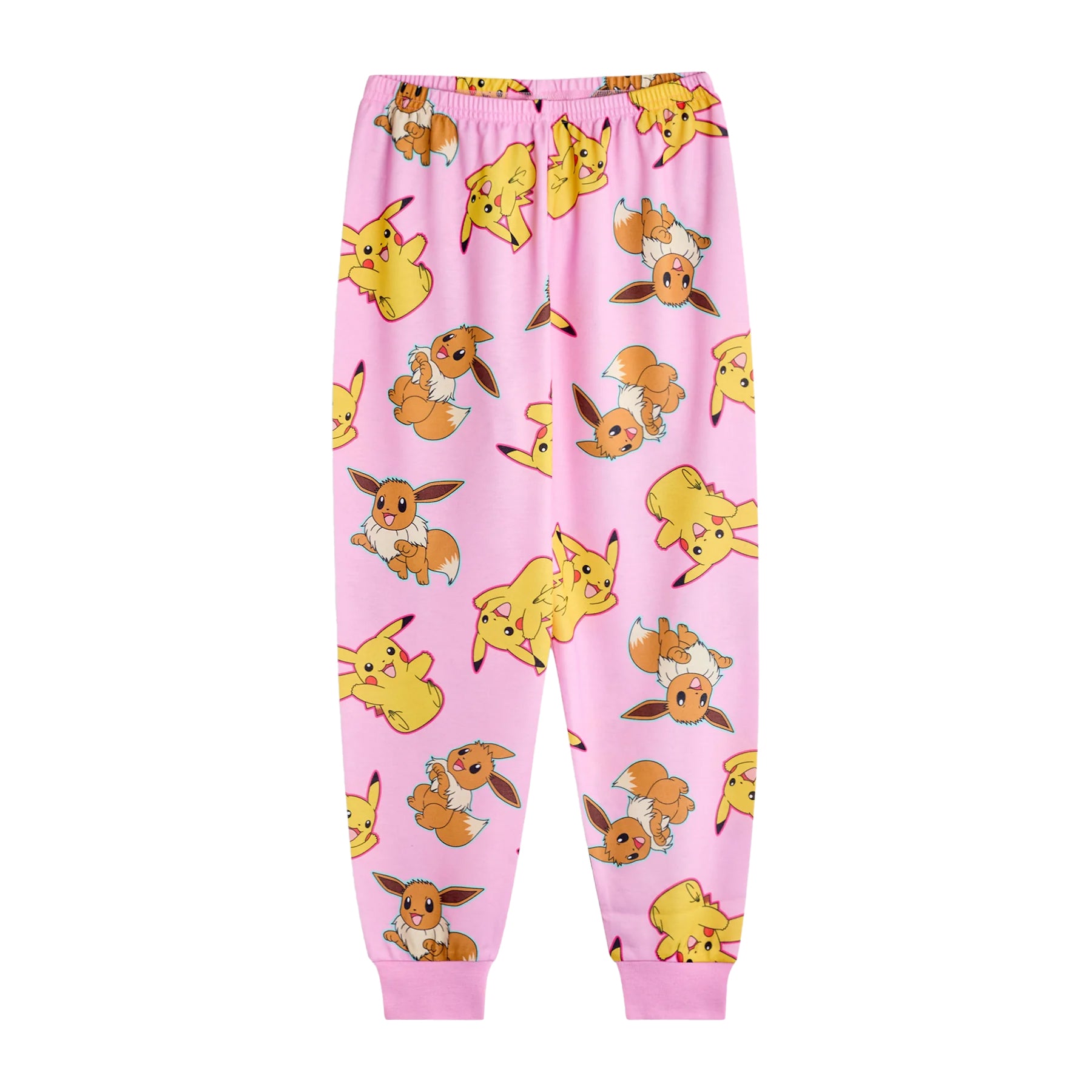 Pink-Blue - Pack Shot - Pokemon Girls Pikachu & Eevee Long Pyjama Set (Pack of 2)