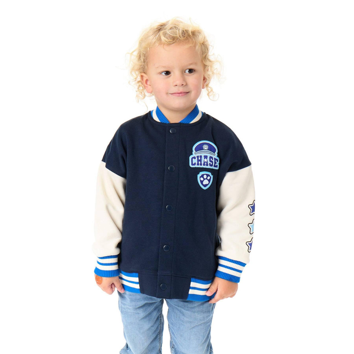 Blue-White - Front - Paw Patrol Boys Chase Bomber Jacket