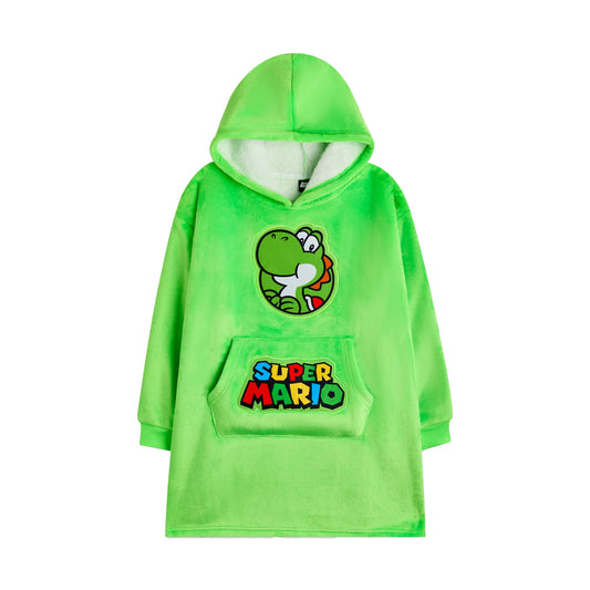 Green - Front - Super Mario Childrens-Kids Yoshi Blanket Hoodie