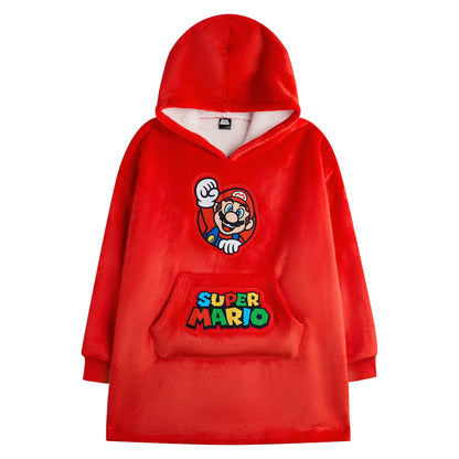 Red - Front - Super Mario Boys Logo Blanket Hoodie