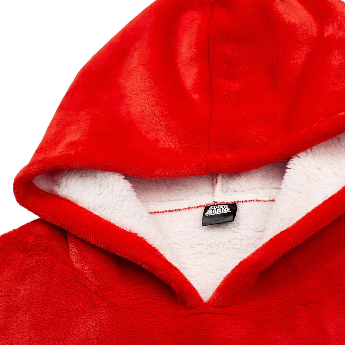Red - Side - Super Mario Boys Logo Blanket Hoodie