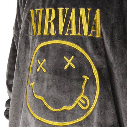 Grey - Side - Nirvana Mens Logo Blanket Hoodie