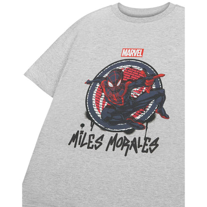 Grey - Side - Spider-Man: Miles Morales Boys Jump Short-Sleeved T-Shirt