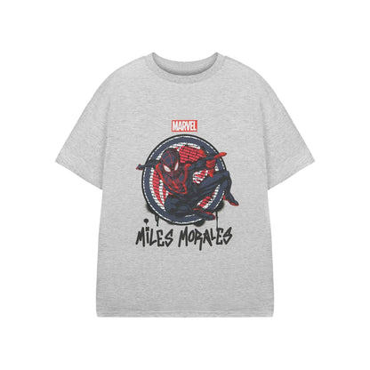 Grey - Front - Spider-Man: Miles Morales Boys Jump Short-Sleeved T-Shirt