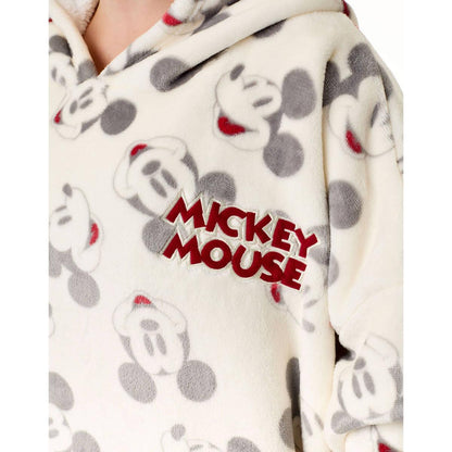 Beige - Side - Disney Womens-Ladies Mickey Mouse Hoodie Blanket