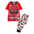 Red-Grey - Front - Spider-Man Boys Face Short-Sleeved Long Pyjama Set