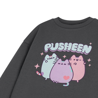 Grey - Side - Pusheen Girls Pastel Sweatshirt