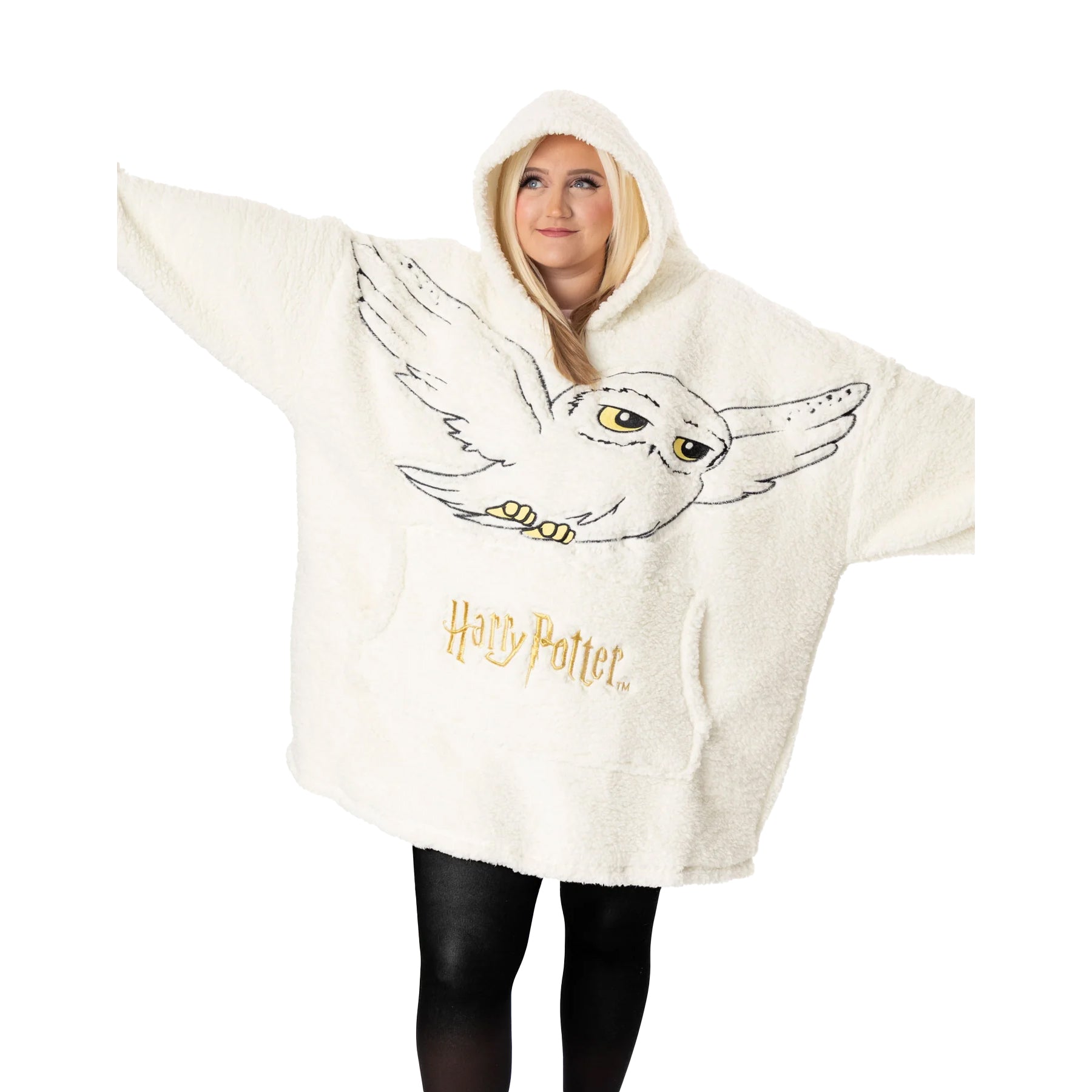 Beige - Side - Harry Potter Womens-Ladies Hedwig Blanket Hoodie