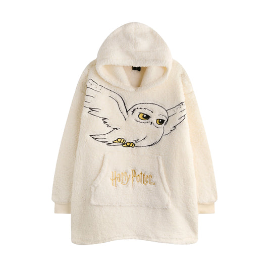 Beige - Front - Harry Potter Womens-Ladies Hedwig Blanket Hoodie