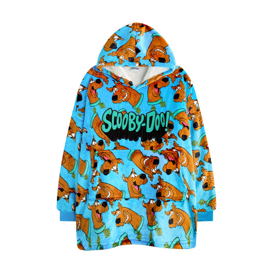 Blue-Brown - Front - Scooby Doo Boys Character All-Over Print Blanket Hoodie