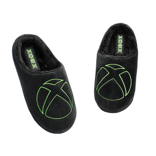Black-Green - Front - Xbox Mens Logo Mule Slippers