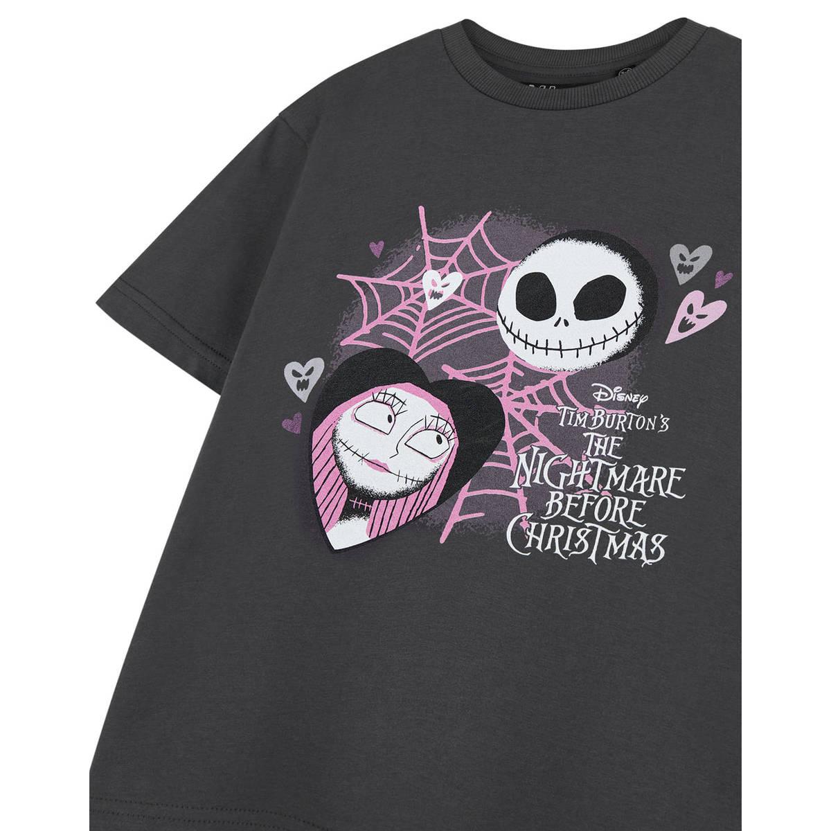 Grey - Side - The Nightmare Before Christmas Girls Lovers Short-Sleeved T-Shirt